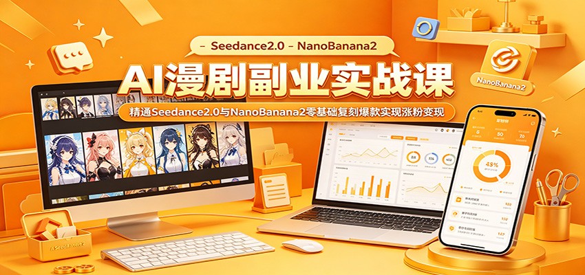 AI漫剧副业实战课：精通Seedance2.0与NanoBanana2零基础复刻爆款实现涨粉变现-佳梦网创 - 网创副业项目资源站