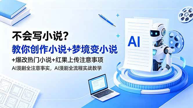 （18801期）不会写小说？教你创作小说+梦境变小说+爆改热门小说+红果上传注意事项，AI漫剧全流程实战教学 - 佳梦网创 - 网创副业项目资源站-佳梦网创 - 网创副业项目资源站