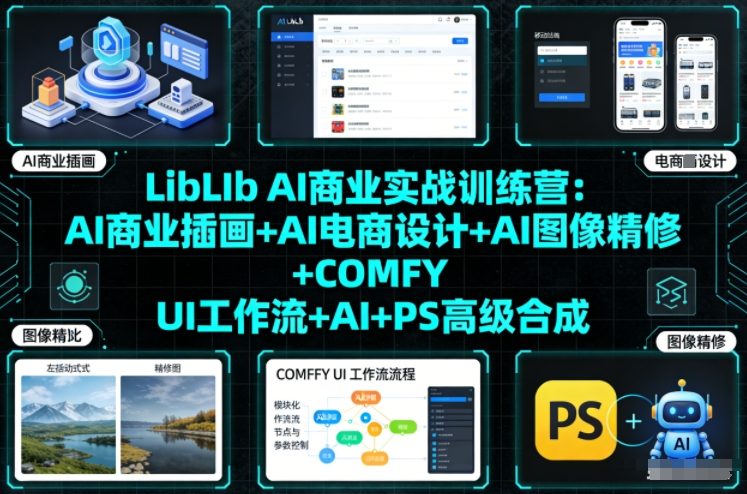 LibLIb AI商业实战训练营：AI商业插画+AI电商设计+AI图像精修+COMFY UI工作流+AI+PS高级合成 - 佳梦网创 - 网创副业项目资源站-佳梦网创 - 网创副业项目资源站
