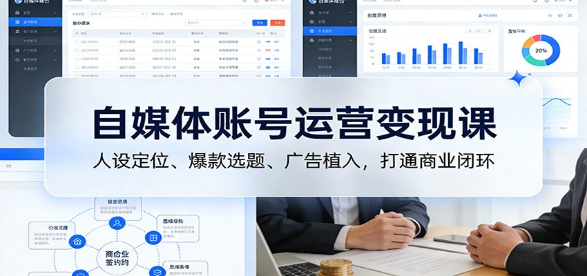 自媒体账号运营变现课：人设定位、爆款选题、广告植入，打通商业闭环 - 佳梦网创 - 网创副业项目资源站-佳梦网创 - 网创副业项目资源站