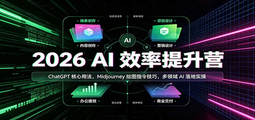 2026 AI效率提升营：ChatGPT核心用法，Midjourney绘图指令技巧，多领域AI落地实操-佳梦网创 - 网创副业项目资源站