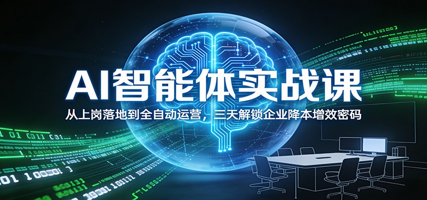 AI智能体实战课：从上岗落地到全自动运营，三天解锁企业降本增效密码-佳梦网创 - 网创副业项目资源站