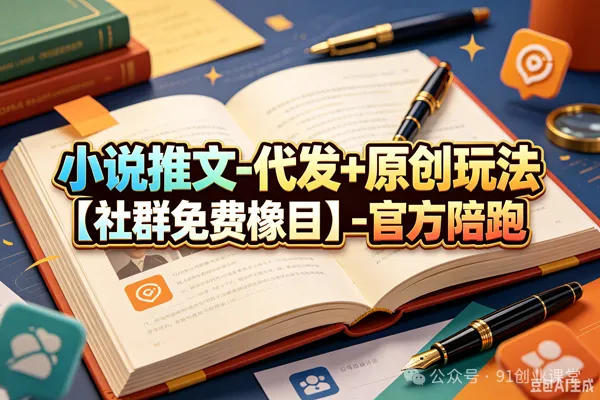 小说推文-代发+原创玩法【社群免费橡目】-官方陪跑 - 佳梦网创 - 网创副业项目资源站-佳梦网创 - 网创副业项目资源站