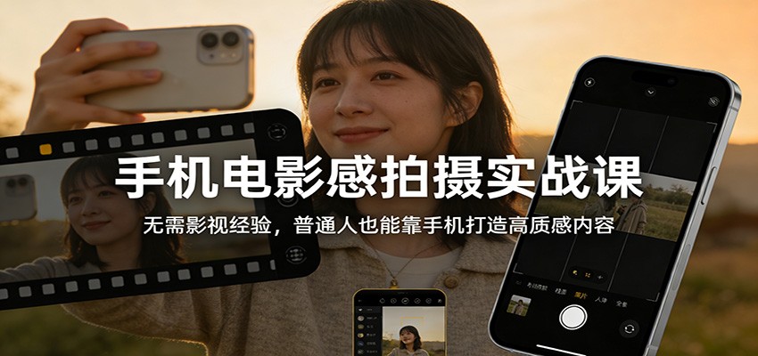 手机电影感拍摄实战课：无需影视经验，普通人也能靠手机打造高质感内容 - 佳梦网创 - 网创副业项目资源站-佳梦网创 - 网创副业项目资源站
