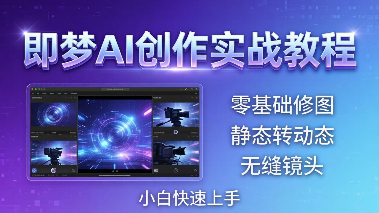 即梦AI创作实战教程，从零基础修图到AI导演，实战教学静态转动态+无缝镜头，小白快速上手-佳梦网创 - 网创副业项目资源站