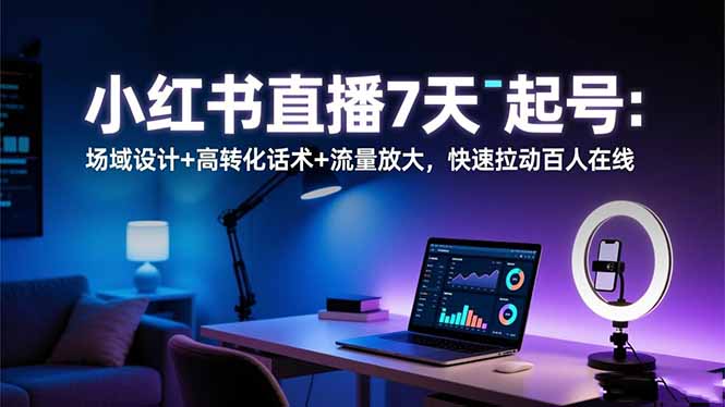 小红书直播7天起号：场域设计+高转化话术+流量放大，快速拉动百人在线 - 佳梦网创 - 网创副业项目资源站-佳梦网创 - 网创副业项目资源站