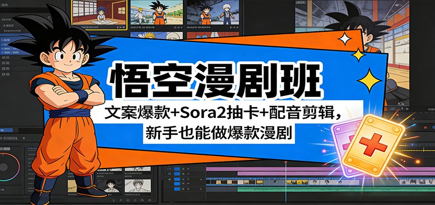 悟空漫剧班：文案爆款+Sora2抽卡+配音剪辑，新手也能做爆款漫剧 - 佳梦网创 - 网创副业项目资源站-佳梦网创 - 网创副业项目资源站