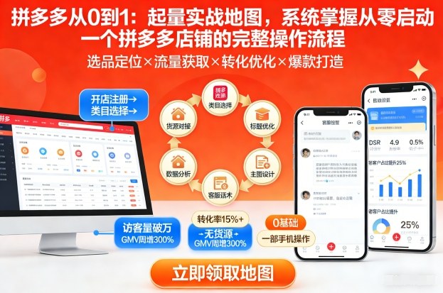 拼多多从0到1：起量实战地图，系统掌握从零启动一个拼多多店铺的完整操作流程 - 佳梦网创 - 网创副业项目资源站-佳梦网创 - 网创副业项目资源站