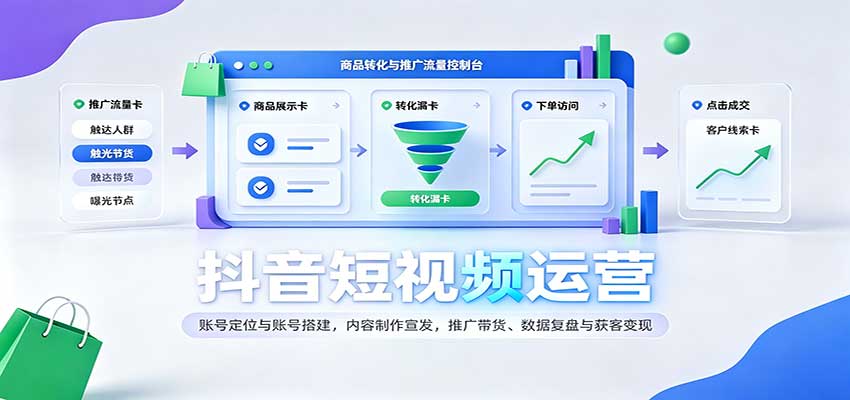 抖音短视频运营：账号定位与账号搭建，内容制作宣发，推广带货、数据复盘与获客变现-佳梦网创 - 网创副业项目资源站