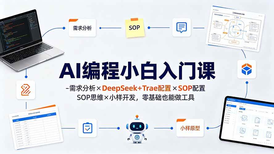 （19539期）AI编程小白入门课-需求分析×DeepSeek+Trae配置×SOP思维×小样开发，零基础也能做工具-佳梦网创 - 网创副业项目资源站