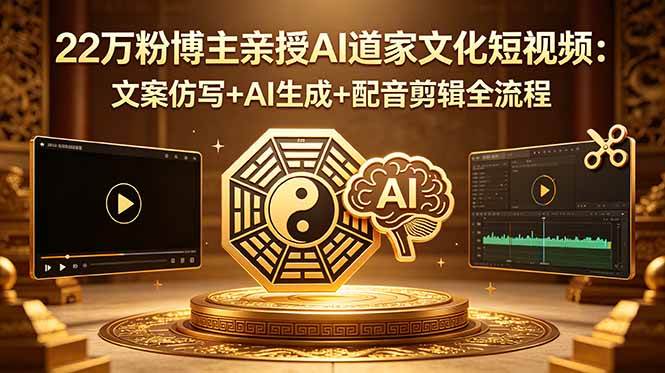 (18580期)22万粉博主亲授AI道家文化短视频:文案仿写+AI生成+配音剪辑全流程 (18580期)22万粉博主亲授AI道家文化短视频:文案仿写+AI生成+配音剪辑全流程
