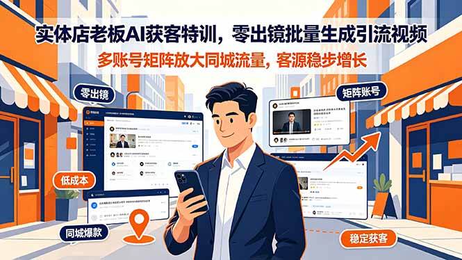 (19234期)实体店老板AI获客特训,零出镜批量生成引流视频,多账号矩阵放大同城流量,客源稳步增长 (19234期)实体店老板AI获客特训,零出镜批量生成引流视频,多账号矩阵放大同城流量,客源稳步增长
