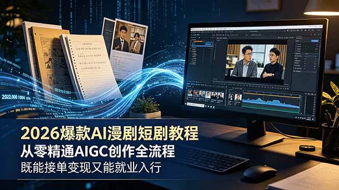 （18980期）2026 爆款 AI 漫剧短剧教程 从零精通 AIGC 创作全流程 既能接单变现又能就业入行-佳梦网创 - 网创副业项目资源站