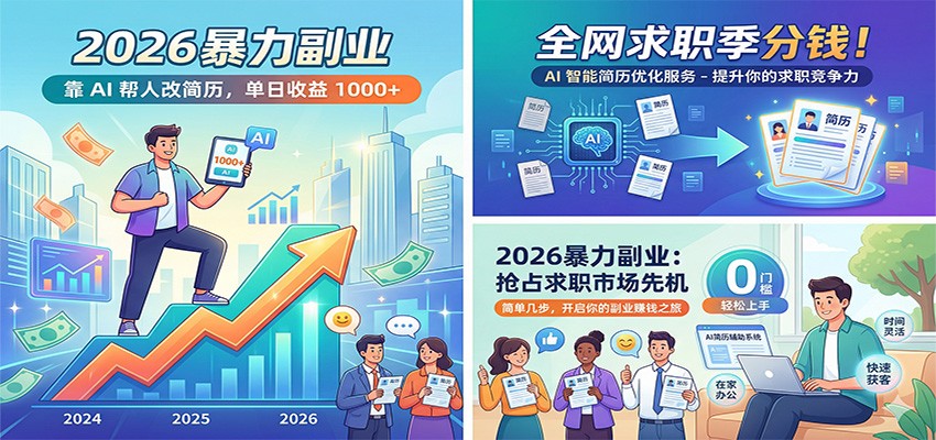 2026暴力副业：靠AI帮人改简历，单日收益1000+，全网求职季分钱 - 佳梦网创 - 网创副业项目资源站-佳梦网创 - 网创副业项目资源站