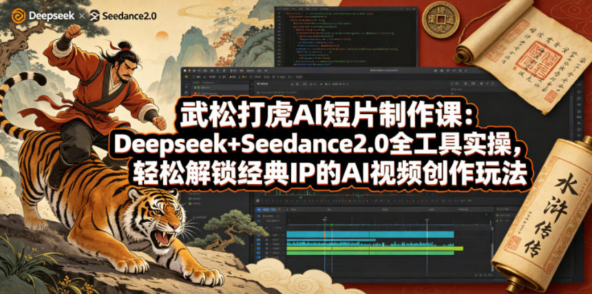 武松打虎AI短片制作课:Deepseek+Seedance2.0全工具实操,轻松解锁经典IP的AI视频创作玩法 武松打虎AI短片制作课:Deepseek+Seedance2.0全工具实操,轻松解锁经典IP的AI视频创作玩法