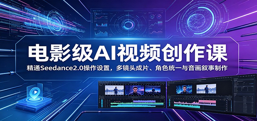 电影级AI视频创作课：精通Seedance2.0操作设置，多镜头成片、角色统一与音画叙事制作 - 佳梦网创 - 网创副业项目资源站-佳梦网创 - 网创副业项目资源站