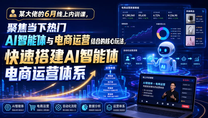 某大佬的6月线上内训课，聚焦当下热门AI智能体与电商运营结合的核心玩法，快速搭建AI智能体电商运营体系 - 佳梦网创 - 网创副业项目资源站-佳梦网创 - 网创副业项目资源站