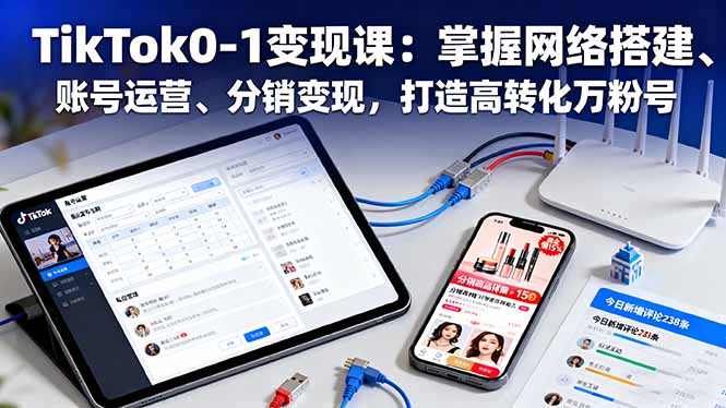 TikTok0-1变现课:掌握网络搭建、账号运营、分销变现,打造高转化万粉号-佳梦网创 - 网创副业项目资源站