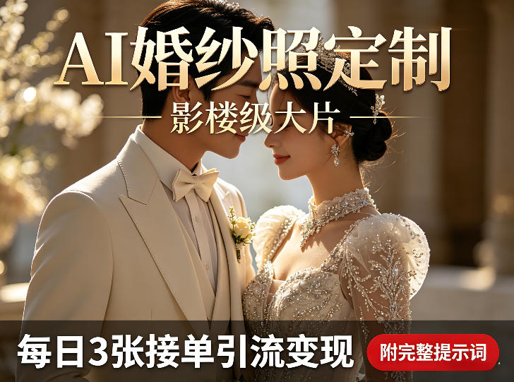 AI婚纱照定制影楼级大片，每日3张接单引流变现，轻松实现副业增收（附完整提示词） - 佳梦网创 - 网创副业项目资源站-佳梦网创 - 网创副业项目资源站