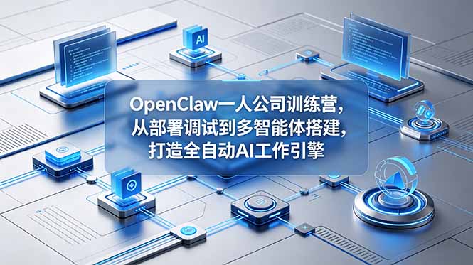 OpenClaw 一人公司训练营，从部署调试到多智能体搭建，打造全自动 AI 工作引擎 - 佳梦网创 - 网创副业项目资源站-佳梦网创 - 网创副业项目资源站