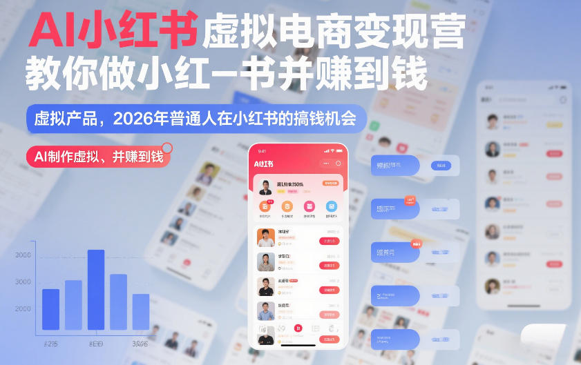 AI小红书虚拟电商变现营，教你做小红书并賺到钱，虚拟产品，2026年普通人在小红书的搞钱机会（更新中） - 佳梦网创 - 网创副业项目资源站-佳梦网创 - 网创副业项目资源站