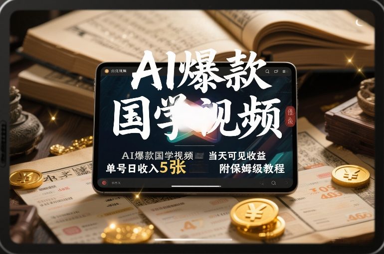 AI爆款国学视频，独家起号方法，小白直接上手，当天可见收益，单号日收入5张+附保姆级教程 - 佳梦网创 - 网创副业项目资源站-佳梦网创 - 网创副业项目资源站