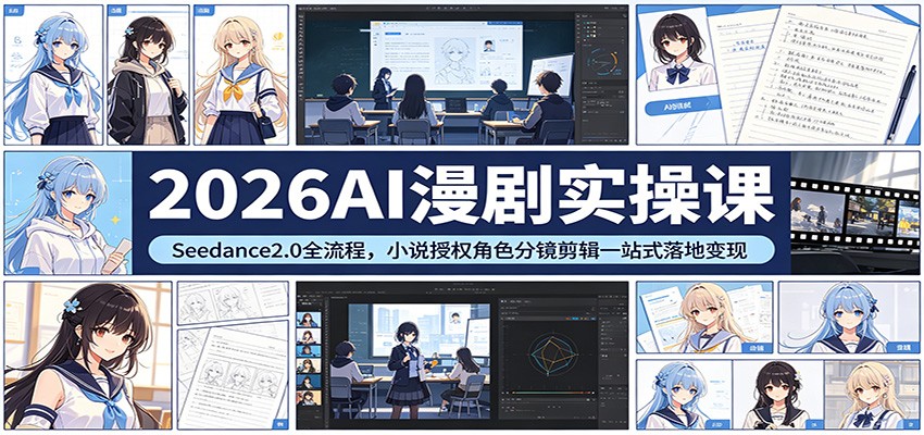 2026AI漫剧实操课:Seedance2.0全流程,小说授权角色分镜剪辑一站式落地变现-佳梦网创 - 网创副业项目资源站
