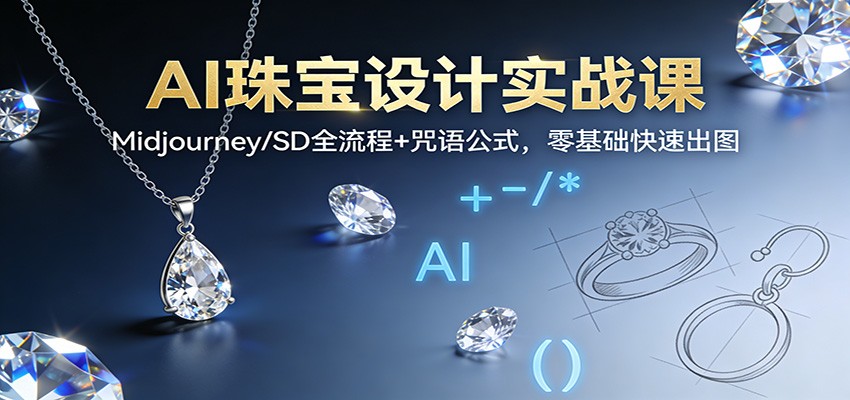 AI珠宝设计实战课：Midjourney/SD全流程+咒语公式，零基础快速出图 - 佳梦网创 - 网创副业项目资源站-佳梦网创 - 网创副业项目资源站