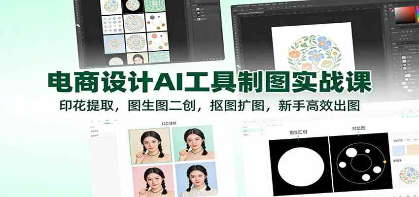电商设计AI工具制图实战课：印花提取，图生图二创，抠图扩图，新手高效出图 - 佳梦网创 - 网创副业项目资源站-佳梦网创 - 网创副业项目资源站