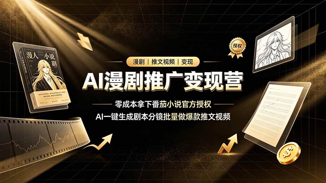 （19193期）AI漫剧推广变现营，零成本拿下番茄小说官方授权，AI一键生成剧本分镜批量做爆款推文视频 - 佳梦网创 - 网创副业项目资源站-佳梦网创 - 网创副业项目资源站