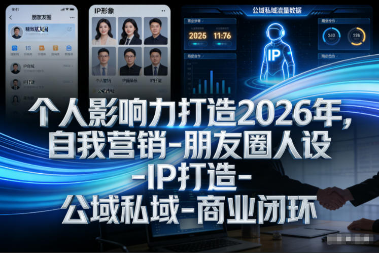 个人影响力打造2026年,自我营销-朋友圈人设-IP打造-公域私域-商业闭环-佳梦网创 - 网创副业项目资源站