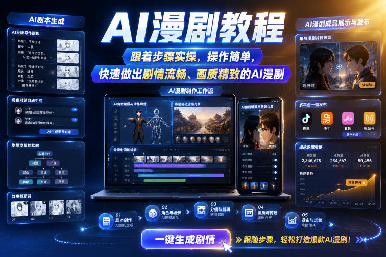 AI漫剧教程，跟着步骤实操，操作简单，快速做出剧情流畅、画质精致的AI漫剧 - 佳梦网创 - 网创副业项目资源站-佳梦网创 - 网创副业项目资源站