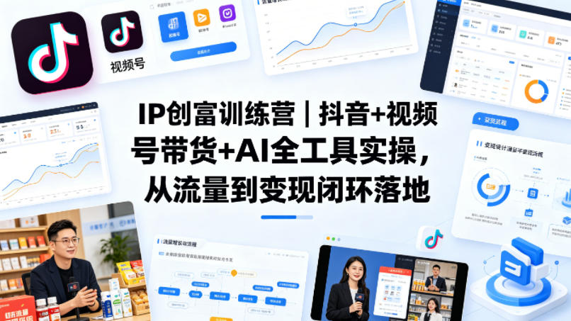 IP创富训练营｜抖音+视频号带货+AI全工具实操，从流量到变现闭环落地 - 佳梦网创 - 网创副业项目资源站-佳梦网创 - 网创副业项目资源站