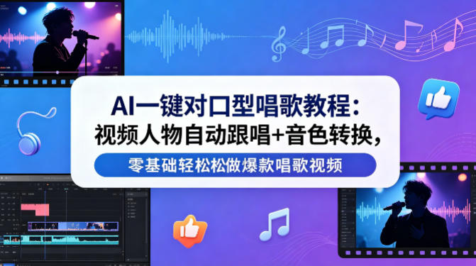 AI一键对口型唱歌教程：视频人物自动跟唱+音色转换，零基础轻松做爆款唱歌视频 - 佳梦网创 - 网创副业项目资源站-佳梦网创 - 网创副业项目资源站
