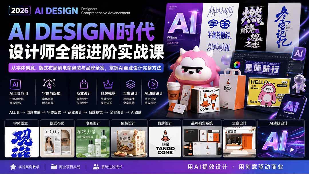 （20195期）2026AI DESIGN时代设计师全能进阶实战课：从字体创意、版式布局到电商包装与品牌全案，掌握AI商业设计完整方法-佳梦网创 - 网创副业项目资源站