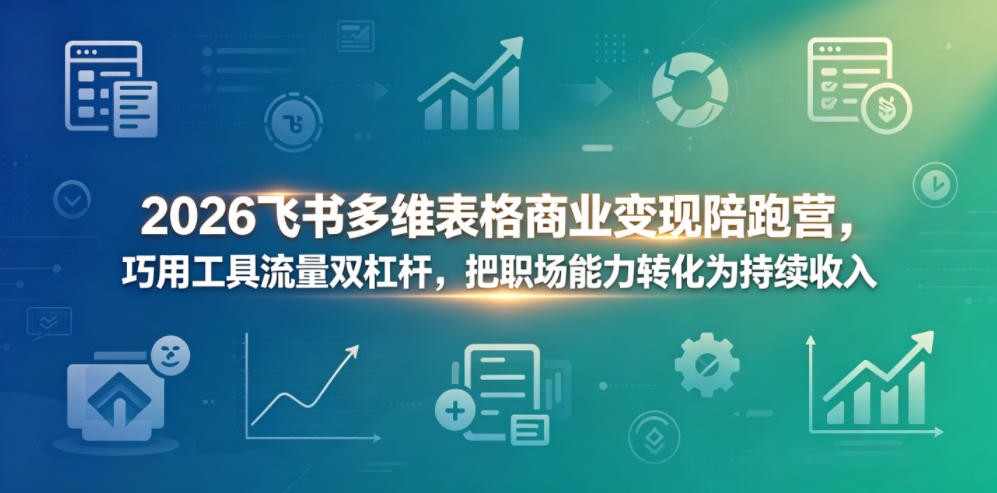 2026飞书多维表格商业变现陪跑营，巧用工具流量双杠杆，把职场能力转化为持续收入 - 佳梦网创 - 网创副业项目资源站-佳梦网创 - 网创副业项目资源站