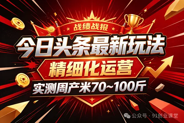 今日头条最新玩法，精细化运营，躺米，实测周产米 70~100 ，兔米橡木，全新躺.zhuan模式-佳梦网创 - 网创副业项目资源站