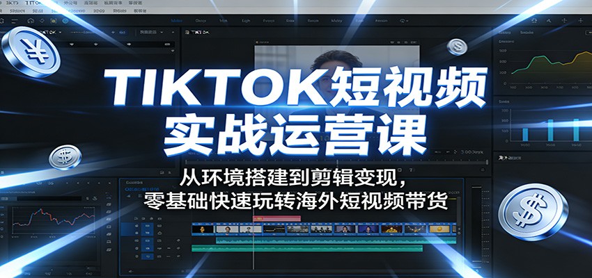 TIKTOK短视频实战运营课：从环境搭建到剪辑变现，零基础快速玩转海外短视频带货 - 佳梦网创 - 网创副业项目资源站-佳梦网创 - 网创副业项目资源站