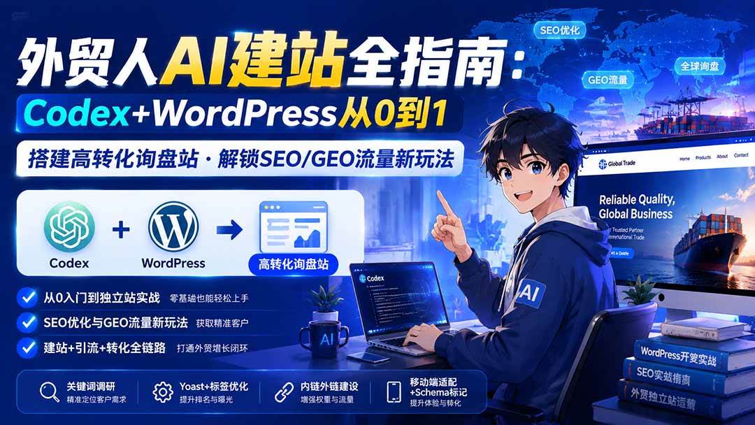 （19818期）外贸人AI建站全指南：Codex+WordPress从0到1·搭建高转化询盘站·解锁SEO/GEO流量新玩法-更新-佳梦网创 - 网创副业项目资源站