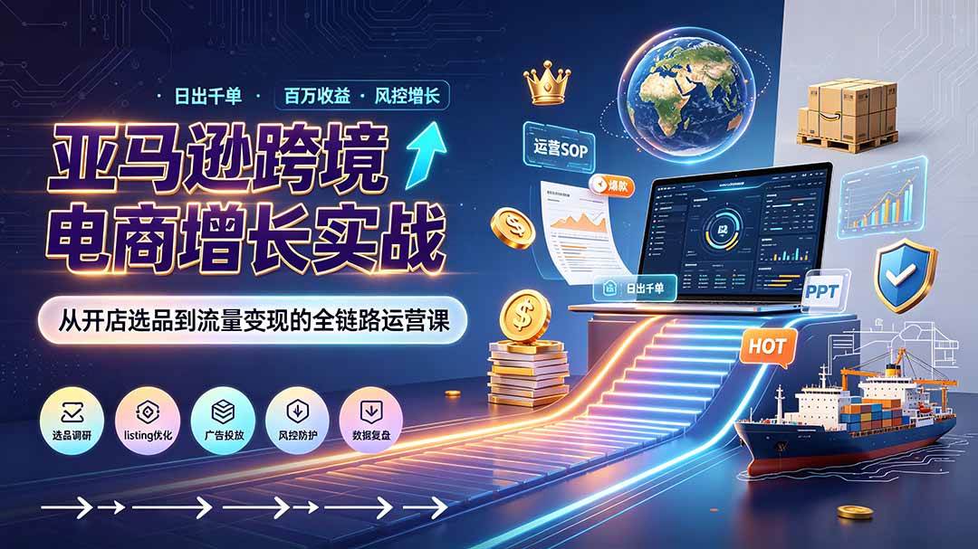 （19308期）亚马逊0-1孵化特训营8期：从注册风控到稳定日出千单实战，规避审核封店风险，标准化执行流程落地 - 佳梦网创 - 网创副业项目资源站-佳梦网创 - 网创副业项目资源站