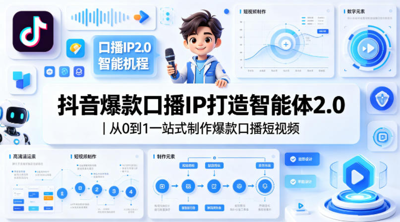 抖音爆款口播IP打造智能体2.0｜从0到1一站式制作爆款口播短视频 - 佳梦网创 - 网创副业项目资源站-佳梦网创 - 网创副业项目资源站