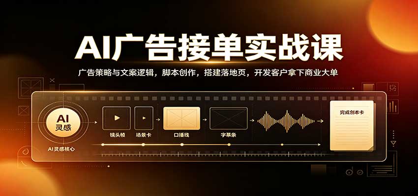 AI广告接单实战:广告策略与文案逻辑,脚本创作,搭建落地页,开发客户拿下商业大单-佳梦网创 - 网创副业项目资源站