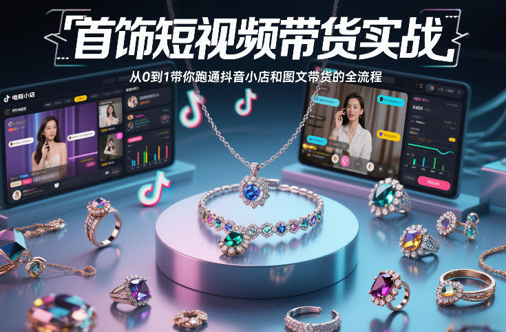 首饰短视频带货实战，从0到1带你跑通抖音小店和图文带货的全流程 - 佳梦网创 - 网创副业项目资源站-佳梦网创 - 网创副业项目资源站