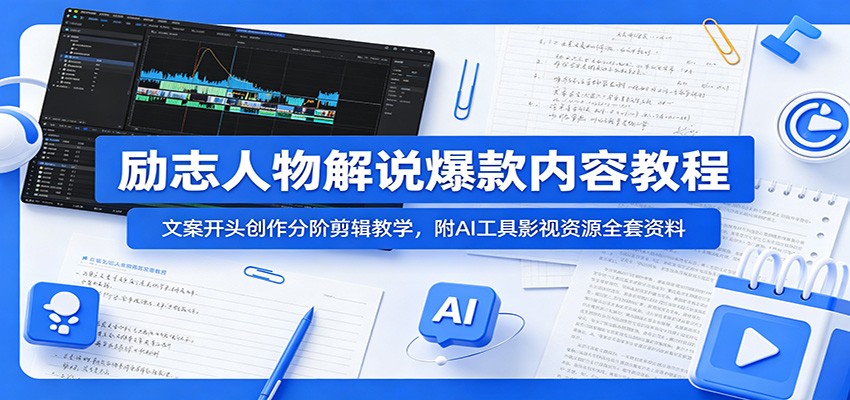 励志人物解说爆款内容教程:文案开头创作分阶剪辑教学,附AI 工具影视资源全套资料 励志人物解说爆款内容教程:文案开头创作分阶剪辑教学,附AI 工具影视资源全套资料