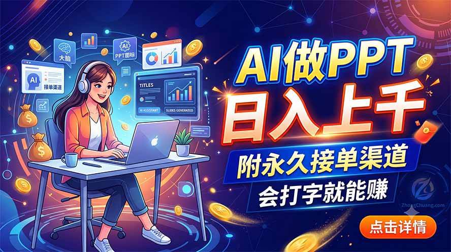 (19644期)AI做PPT日入上千,附永久接单渠道,会打字就能赚-佳梦网创 - 网创副业项目资源站