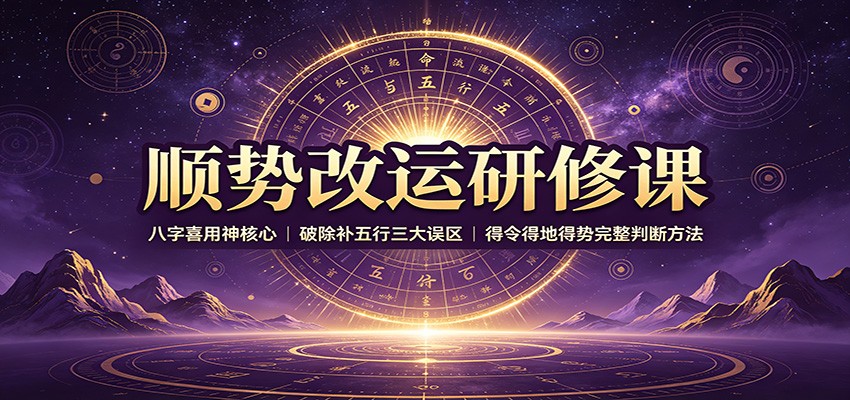 顺势改运研修课：八字喜用神核心，破除补五行三大误区，得令得地得势完整判断方法 - 佳梦网创 - 网创副业项目资源站-佳梦网创 - 网创副业项目资源站