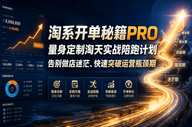 淘系开单秘籍PRO，量身定制淘天实战陪跑计划，告别做店迷茫、快速突破运营瓶颈期（2026年6月11） - 佳梦网创 - 网创副业项目资源站-佳梦网创 - 网创副业项目资源站