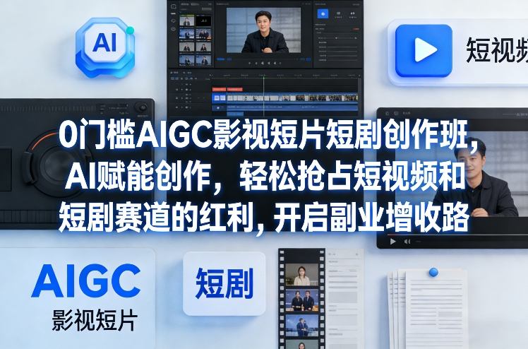 0门槛AIGC影视短片短剧创作班，AI赋能创作，轻松抢占短视频和短剧赛道的红利，开启副业增收路-佳梦网创 - 网创副业项目资源站