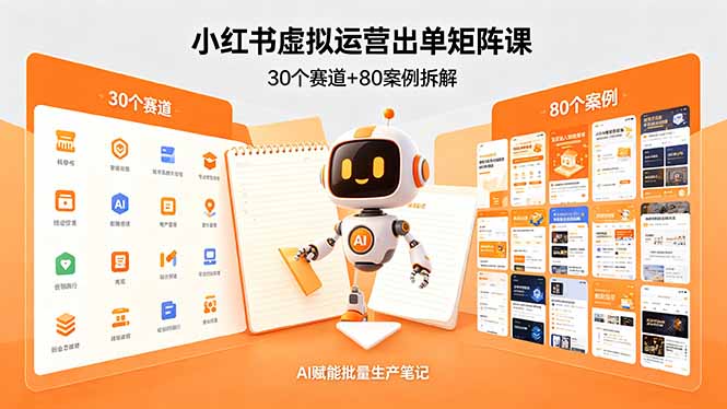 小红书虚拟运营出单矩阵课：30个赛道+80案例拆解，AI赋能批量生产笔记 - 佳梦网创 - 网创副业项目资源站-佳梦网创 - 网创副业项目资源站