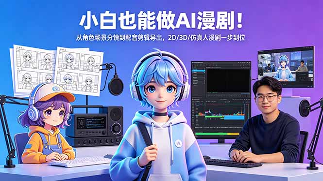小白也能做AI漫剧！从角色场景分镜到配音剪辑导出，2D/3D/仿真人漫剧一步到位 - 佳梦网创 - 网创副业项目资源站-佳梦网创 - 网创副业项目资源站